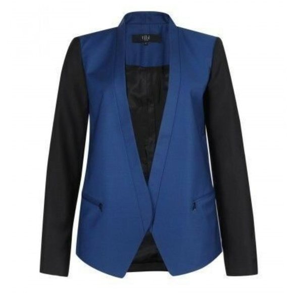 TIBI Jagger Blazer Pacific  BLUE Tuxedo Jacket - Picture 1 of 1